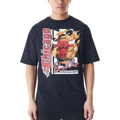 New Era Nba Flame Print Oversized T-shirt Chicago Bulls Zwart Rood T-shirt Uniseks New Era Nba Flame Print Oversized T-shirt Chicago Bulls Zwart Rood T-shirt Uniseks