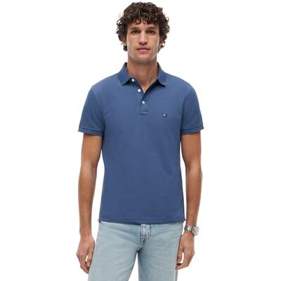 Tommy Hilfiger Heren poloshirt korte mouwen 1985 slim fit, blauw (Aegean Sea), L L Tommy Hilfiger Heren poloshirt korte mouwen 1985 slim fit, blauw (Aegean Sea), L L