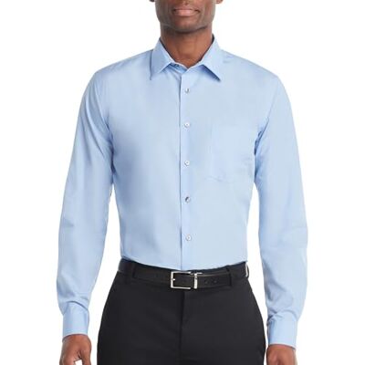 Van Heusen Poplin Regular Fit Solid Point Collar Dress Shirt Herenhemd, Blauw (Cameo Blue) 16.5 Neck / 32-33 Sleeve Van Heusen Poplin Regular Fit Solid Point Collar Dress Shirt Herenhemd, Blauw (Cameo Blue) 16.5 Neck / 32-33 Sleeve