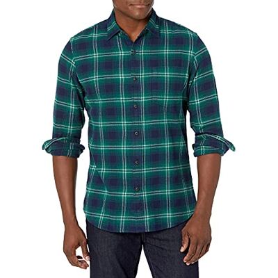 Amazon Essentials Heren geruit flanellen overhemd lange mouwen slim fit geruite stof groen marineblauw maat XS XS Amazon Essentials Heren geruit flanellen overhemd lange mouwen slim fit geruite stof groen marineblauw maat XS XS