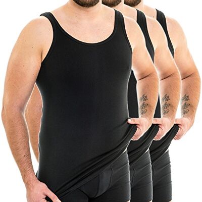 HERMKO 3007 3 extra lange tanktops voor heren (+ 10 cm) van 100% biologisch katoen, zwart., M M HERMKO 3007 3 extra lange tanktops voor heren (+ 10 cm) van 100% biologisch katoen, zwart., M M
