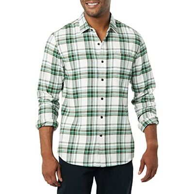 Amazon Essentials Heren geruit flanellen overhemd lange mouwen slim fit groen wit tartan stof S S Amazon Essentials Heren geruit flanellen overhemd lange mouwen slim fit groen wit tartan stof S S