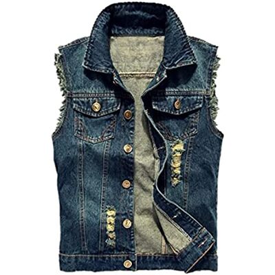 MERCIY Cowboyvest voor heren, jeans, casual, vintage stijl, mouwloos L MERCIY Cowboyvest voor heren, jeans, casual, vintage stijl, mouwloos L