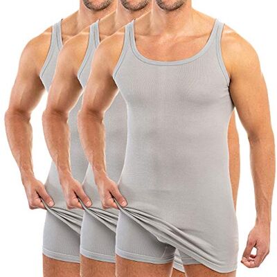 HERMKO 3007 Herenshirts Extra Lang (+ca. 10 cm), tanktop van 100% katoen, grijs, 6XL 6XL HERMKO 3007 Herenshirts Extra Lang (+ca. 10 cm), tanktop van 100% katoen, grijs, 6XL 6XL