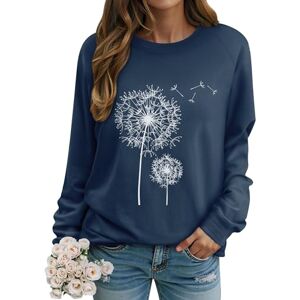 Dresswel Dames paardenbloem sweatshirt lange mouwen paardenbloem print trui herfst winter blouse tops tops tops, 1 marineblauw, XL XL Dresswel Dames paardenbloem sweatshirt lange mouwen paardenbloem print trui herfst winter blouse tops tops tops, 1 marineblauw, XL XL