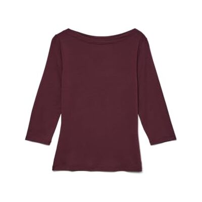 Vero Moda VMPANDA Dames stretch T-shirt 3/4 mouwen bootkraag regular fit lange mouwen wijn S S Vero Moda VMPANDA Dames stretch T-shirt 3/4 mouwen bootkraag regular fit lange mouwen wijn S S