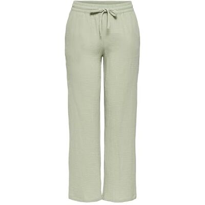JDY theis Life Wide Pant Wvn Noos Damesbroek met wijde pijpen, hoge taille en zijzakken (1 stuk), Woestijn salie S / 32L JDY theis Life Wide Pant Wvn Noos Damesbroek met wijde pijpen, hoge taille en zijzakken (1 stuk), Woestijn salie S / 32L