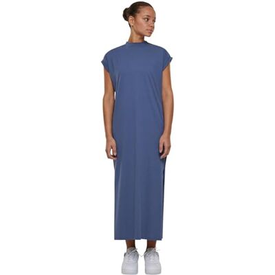 Urban Classics Lange jurk met lange schouders, damesjurk, Vintage blauw. 5XL Urban Classics Lange jurk met lange schouders, damesjurk, Vintage blauw. 5XL