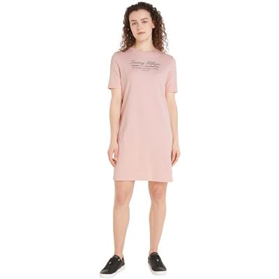Tommy Hilfiger Reg Script Graphic Dress Ss Ww0ww43545 T-shirtjurk voor dames, Roze (Delicate Pink), S S Tommy Hilfiger Reg Script Graphic Dress Ss Ww0ww43545 T-shirtjurk voor dames, Roze (Delicate Pink), S S