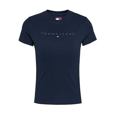 Tommy Jeans TJW SLIM TONAL LINEAR TEE EXT S/S dames T-shirt, blauw, L, donkerblauw, L L Tommy Jeans TJW SLIM TONAL LINEAR TEE EXT S/S dames T-shirt, blauw, L, donkerblauw, L L