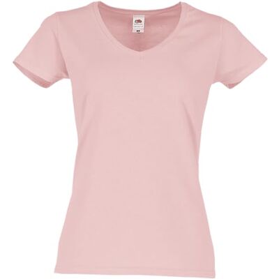 Fruit of the Loom Dames T-shirt met V-hals 150, 100% katoen, nauwsluitend, licht en ademend, V-hals met afneembaar label, zachte stof S Fruit of the Loom Dames T-shirt met V-hals 150, 100% katoen, nauwsluitend, licht en ademend, V-hals met afneembaar label, zachte stof S