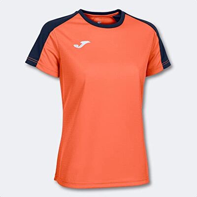 Joma Eco Championship T-shirt met korte mouwen voor dames, neonoranje, marineblauw Joma Eco Championship T-shirt met korte mouwen voor dames, neonoranje, marineblauw