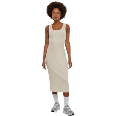 Urban Classics Geribbelde jurk voor dames, damesjurk, Wit zand, XS XS Urban Classics Geribbelde jurk voor dames, damesjurk, Wit zand, XS XS