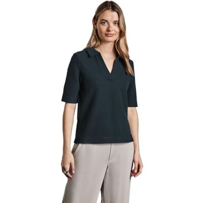 Street One A322955 Gestructureerd poloshirt voor dames, Fir Groen, 38 38 Street One A322955 Gestructureerd poloshirt voor dames, Fir Groen, 38 38