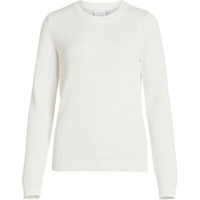 VILA Vidalo Damestrui met ronde hals, gebreid, L/S, White Alyssum, M M VILA Vidalo Damestrui met ronde hals, gebreid, L/S, White Alyssum, M M
