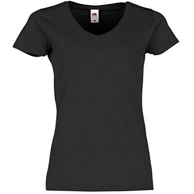 Fruit of the Loom Dames T-shirt met V-hals 150, 100% katoen, nauwsluitend, licht en ademend, V-hals met afneembaar label, zachte stof L Fruit of the Loom Dames T-shirt met V-hals 150, 100% katoen, nauwsluitend, licht en ademend, V-hals met afneembaar label, zachte stof L