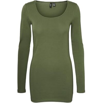 Vero Moda Vmmaxi My Ls damestop met lange mouwen en U-hals, Olijfgroen, M M Vero Moda Vmmaxi My Ls damestop met lange mouwen en U-hals, Olijfgroen, M M