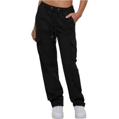 Urban Classics Cargobroek voor dames, hoge taille, brede pijpen, damesbroek S Urban Classics Cargobroek voor dames, hoge taille, brede pijpen, damesbroek S