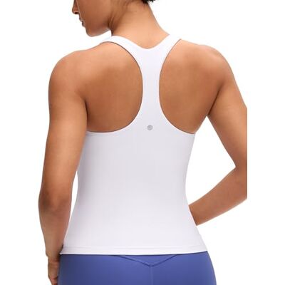 CRZ YOGA Butterluxe dames workout tanktops met geïntegreerde racerback beha wit 40 40 CRZ YOGA Butterluxe dames workout tanktops met geïntegreerde racerback beha wit 40 40