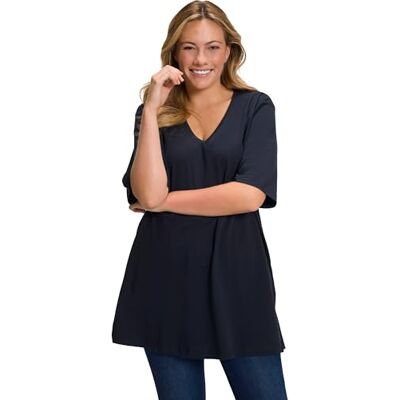 Ulla Popken dames t-shirt T-Shirt, V-Ausschnitt, marineblauw, 48-50 48-50 Ulla Popken dames t-shirt T-Shirt, V-Ausschnitt, marineblauw, 48-50 48-50