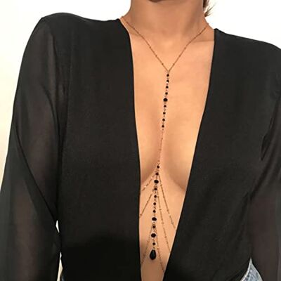 Prosy Zwarte parelketting met overlappende kralen voor dames en meisjes Prosy Zwarte parelketting met overlappende kralen voor dames en meisjes
