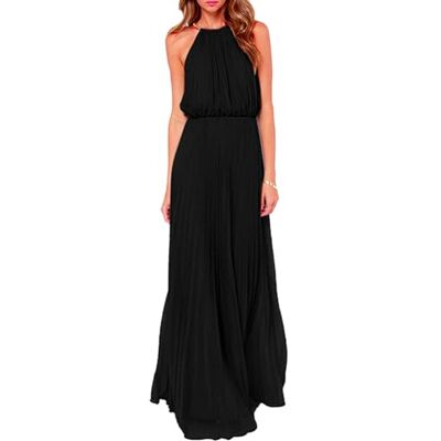 Hanaoops Elegante damesjurk, avondjurk, lang, mouwloos, maxi-jurk, Amerikaanse kraag, effen, casual, cocktailjurk, party, zwart, XL XL Hanaoops Elegante damesjurk, avondjurk, lang, mouwloos, maxi-jurk, Amerikaanse kraag, effen, casual, cocktailjurk, party, zwart, XL XL