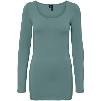 Vero Moda Vmmaxi My Ls damestop met lange mouwen en U-hals, Grijs (Stormy Sea), S S Vero Moda Vmmaxi My Ls damestop met lange mouwen en U-hals, Grijs (Stormy Sea), S S