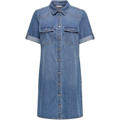 Only Onllisa S/S DNM Gua damesjurk denim medium blauw XS XS Only Onllisa S/S DNM Gua damesjurk denim medium blauw XS XS