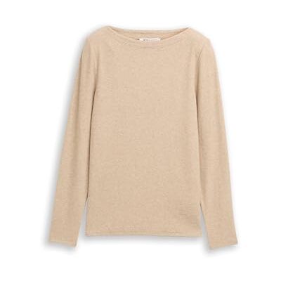 TOM TAILOR Denim 1039801 T-shirt met lange mouwen voor dames, 28683 Intense Beige Melange, M M TOM TAILOR Denim 1039801 T-shirt met lange mouwen voor dames, 28683 Intense Beige Melange, M M