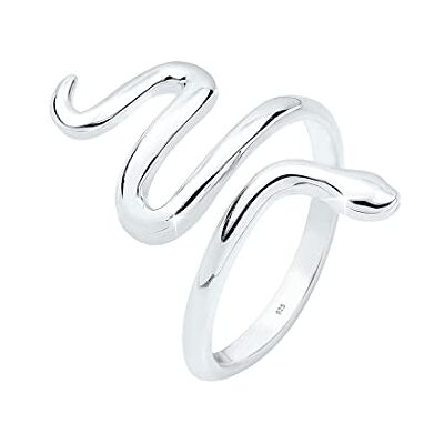 Elli Statement verstrengelde slangenring voor dames van 925 sterling zilver, 54, gefacetteerd, zonder Elli Statement verstrengelde slangenring voor dames van 925 sterling zilver, 54, gefacetteerd, zonder