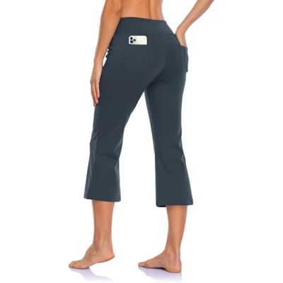 MOVE BEYOND Boterzachte dames bootcut yogabroek en 3/4-broek met 4 zakken buikcontrole workout bootleg werkbroek S MOVE BEYOND Boterzachte dames bootcut yogabroek en 3/4-broek met 4 zakken buikcontrole workout bootleg werkbroek S