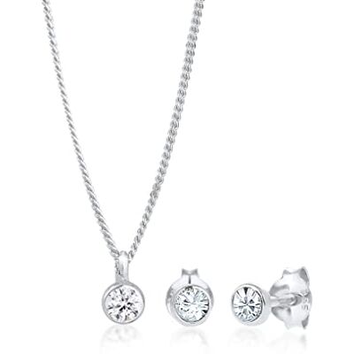 Elli Sieradenset voor dames, basic, filigraan met kristallen van 925 sterling zilver Elli Sieradenset voor dames, basic, filigraan met kristallen van 925 sterling zilver