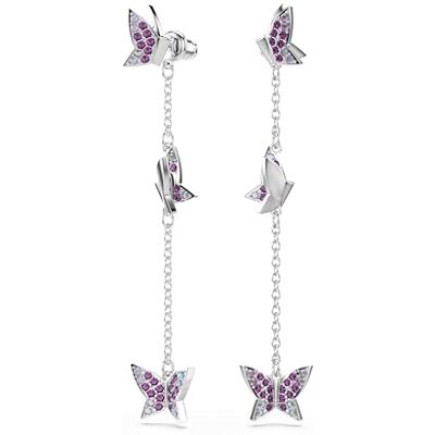 Swarovski Amazon Exclusief Idyllia Collection, ronde snit, vlinder, paars, gerhodineerd Swarovski Amazon Exclusief Idyllia Collection, ronde snit, vlinder, paars, gerhodineerd