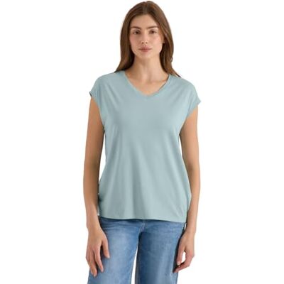 Cecil 3230262 schoudervrij T-shirt met V-hals voor dames (1 stuk), Crystal Mint S Cecil 3230262 schoudervrij T-shirt met V-hals voor dames (1 stuk), Crystal Mint S