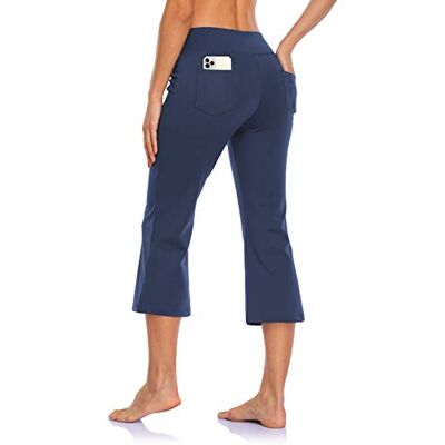 MOVE BEYOND Boterzachte dames bootcut yogabroek en 3/4-broek met 4 zakken buikcontrole workout bootleg werkbroek XXL MOVE BEYOND Boterzachte dames bootcut yogabroek en 3/4-broek met 4 zakken buikcontrole workout bootleg werkbroek XXL