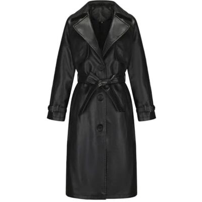 SYLDMKJ Trenchcoat Vrouwen Lange Leren Jas Herfst Vrouwen voor Vrouwen Leren Jas voor Riem SYLDMKJ Trenchcoat Vrouwen Lange Leren Jas Herfst Vrouwen voor Vrouwen Leren Jas voor Riem