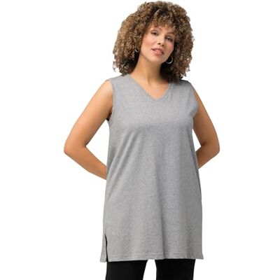 Ulla Popken Basic top, V-hals, relaxed T-shirts voor dames, Lichtgrijze mix 48-50 Ulla Popken Basic top, V-hals, relaxed T-shirts voor dames, Lichtgrijze mix 48-50