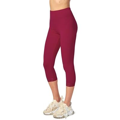 Merry Style 3/4 legging met kant voor dames MS10-224, Bordeaux rood, M M Merry Style 3/4 legging met kant voor dames MS10-224, Bordeaux rood, M M