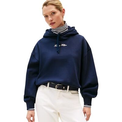 Tommy Hilfiger Classic Script Fleece Hoodie Ww0ww47459 Damestrui met capuchon (1 stuk), Donker Navy Blauw, S S Tommy Hilfiger Classic Script Fleece Hoodie Ww0ww47459 Damestrui met capuchon (1 stuk), Donker Navy Blauw, S S