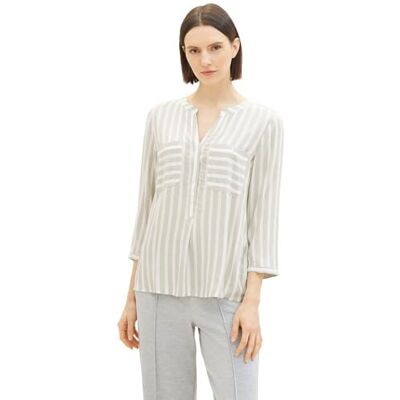 TOM TAILOR Dames 1016190 gestreepte blouse, 34820 Gebroken groen met strepen 34 TOM TAILOR Dames 1016190 gestreepte blouse, 34820 Gebroken groen met strepen 34