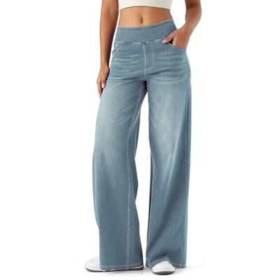 LaiEr Jeans voor dames met wijde pijpen, baggy jeans met hoge taille en meerdere zakken, rechte buis, losse pasvorm, casual jeans met hoge elasticiteit voor dames inclusief, L L LaiEr Jeans voor dames met wijde pijpen, baggy jeans met hoge taille en meerdere zakken, rechte buis, losse pasvorm, casual jeans met hoge elasticiteit voor dames inclusief, L L