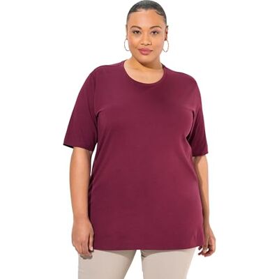 Ulla Popken Dames T-shirt grote maten grote maat ronde hals casual halflange mouwen donker bessen 44-46, Donkere bes 44-46 Ulla Popken Dames T-shirt grote maten grote maat ronde hals casual halflange mouwen donker bessen 44-46, Donkere bes 44-46