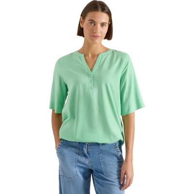 Cecil 3412890 Damesblouse met korte mouwen en split kraag (1 stuk), Juicy Lime S Cecil 3412890 Damesblouse met korte mouwen en split kraag (1 stuk), Juicy Lime S