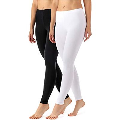 Merry Style MS10-143 Dameslegging met lange viscose legging (2 stuks), Zwart/Wit M Merry Style MS10-143 Dameslegging met lange viscose legging (2 stuks), Zwart/Wit M
