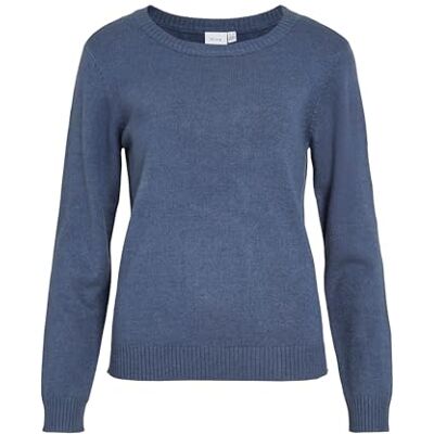 VILA Viril Noos Gebreide basic damestrui, ronde hals, L/S, Donkerblauw, XL XL VILA Viril Noos Gebreide basic damestrui, ronde hals, L/S, Donkerblauw, XL XL