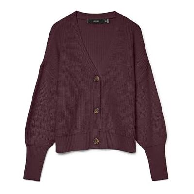 Vero Moda Vmlea Ls gebreid damesvest, V-hals, wijn, S S Vero Moda Vmlea Ls gebreid damesvest, V-hals, wijn, S S