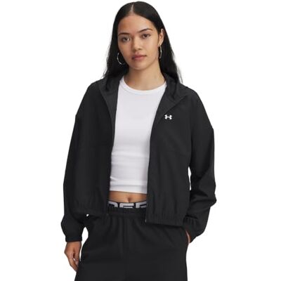 Under Armour Rival Woven Hooded Jacket Surfshirt voor dames, Zwart/Wit, XXL XXL Under Armour Rival Woven Hooded Jacket Surfshirt voor dames, Zwart/Wit, XXL XXL