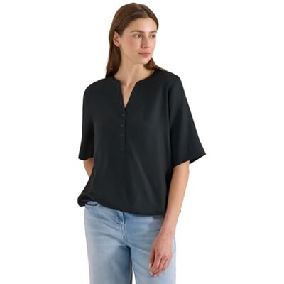 Cecil 3412890 Damesblouse met korte mouwen en split kraag (1 stuk), Groen (Palm Breeze Green) XS Cecil 3412890 Damesblouse met korte mouwen en split kraag (1 stuk), Groen (Palm Breeze Green) XS