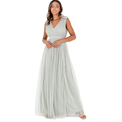 Maya Deluxe Berry Maxi-jurk met ruches, schouderdetail, bruidsmeisjesjurk voor dames 34 Maya Deluxe Berry Maxi-jurk met ruches, schouderdetail, bruidsmeisjesjurk voor dames 34