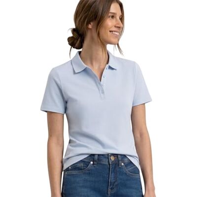 Street One 3229874 poloshirt met korte mouwen van geribbeld breiwerk voor dames (1 stuk), Hemelsblauw 46 Street One 3229874 poloshirt met korte mouwen van geribbeld breiwerk voor dames (1 stuk), Hemelsblauw 46